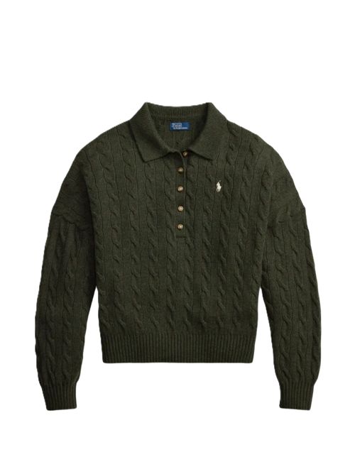 cable-knit buttoned top Polo Ralph Lauren | 211-B17767-002OLIVE UMBER HEATHER